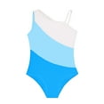 thumbnail image 3 of YUUMIN Girls Color Patchwork Swimsuit Kids One Piece Sleeveless Swimwear Beach Pool Bathing Suit Light Blue 8, 3 of 5