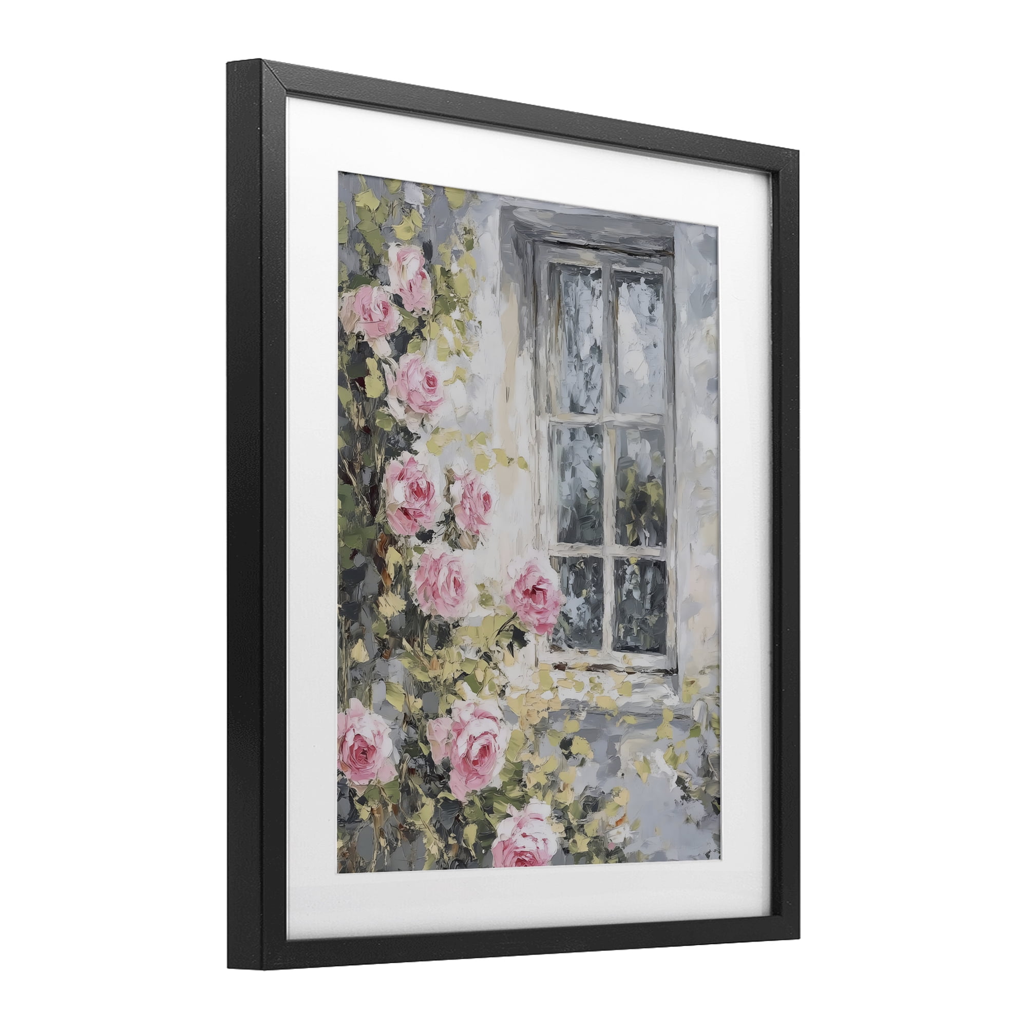 Stupell Industries View Of Roses Cottage Window Black Framed Print Under Glass, design by LSR Design Studio