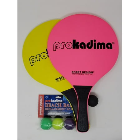 Pro Kadima Paddle Raquet Ball Set-Solid Colors-Bundle Pack (4balls (Best Paddle Ball Set)