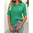 thumbnail image 4 of EASYBRA Women Cable Knit Sweater Polo Collar Loose Fit Pullover Casual Wear Cotton Polyester, 4 of 7