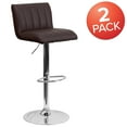thumbnail image 3 of Flash Furniture Mallory 2 Pk. Contemporary Brown Vinyl Adjustable Height Barstool with Vertical Stitch Back/Seat and Chrome Base, 3 of 8