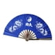 thumbnail image 3 of Abanico de mano plegable de acero inoxidable para bares, teatros, fiestas y mascaradas. dragón doble azul, 3 of 9