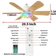 thumbnail image 7 of Ceiling Fans with Light, Socket Screw with Remote Control 20.5”ABS Modern Crystal Fan Light, Multi-Color RGB Adjustable Brightness & Color Temperature with Emergency Stop Memory Timer,Mahogany, 7 of 7