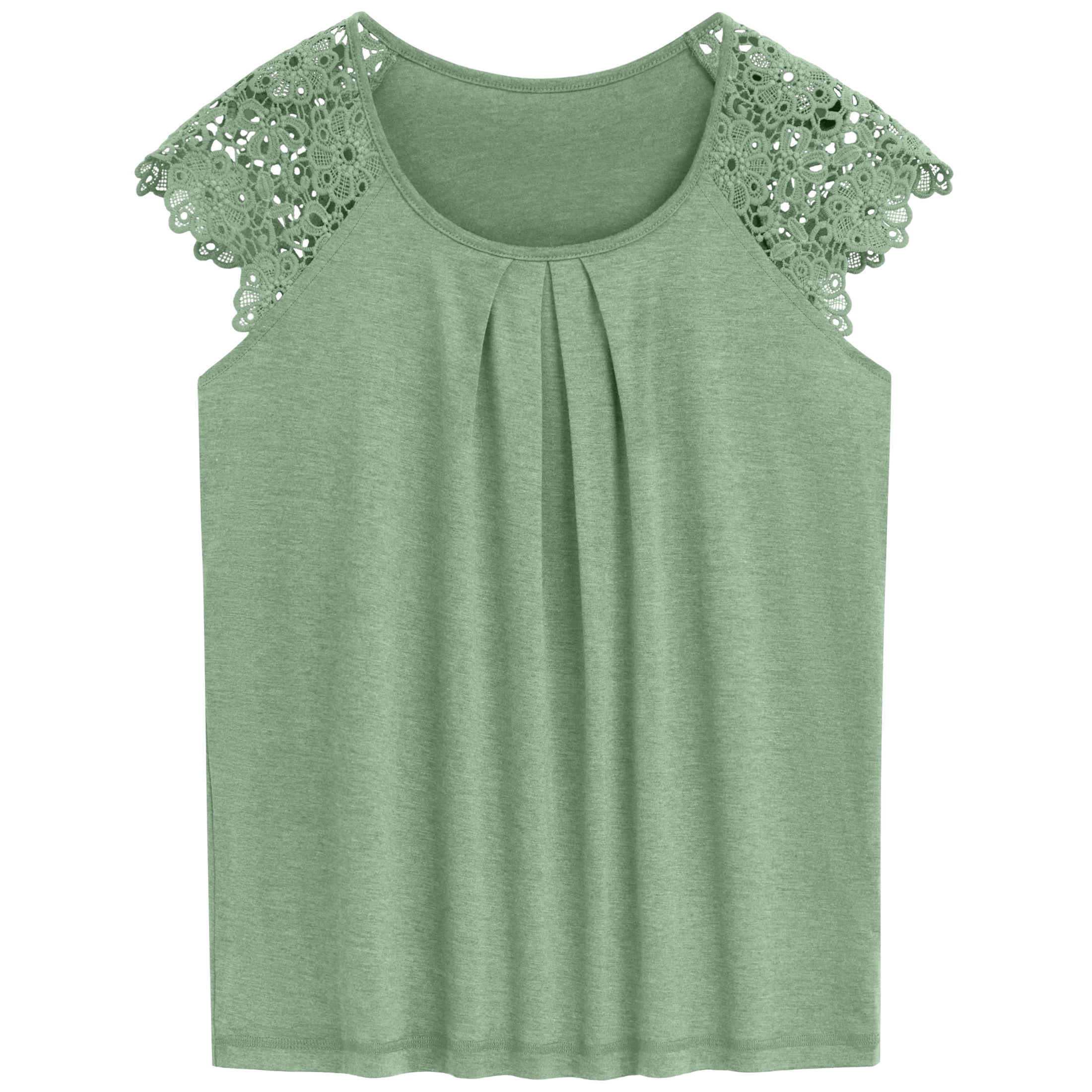 SUNBS Blouses for Women Lace Tops Pleated Short Sleeve Shirts Summer Business Casual Dressy Clothes