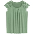thumbnail image 5 of SUNBS Blouses for Women Lace Tops Pleated Short Sleeve Shirts Summer Business Casual Dressy Clothes, 5 of 8