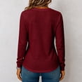 thumbnail image 4 of Dwellite Women Long Sleeve Sweater Waffle Oversized Pullover Tops Casual Loose Henley Blouses for Fall Winter Wine XL, 4 of 9