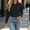 #Black, variant on Women's Lapel Collar Long Sleeve Polo Shirt,Chest Pocket Soft Casual Work Top,Black,Women's Plus Size L