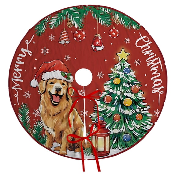 60" Christmas Printing Tree Skirt, Christmas Tree Dress, Christmas Home Decor, Christmas Gifts, Christmas Tree Decorations, Soft Tree Mat with X'mas Pattern, Festive Atmosphere