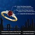 thumbnail image 2 of Gem Stone King 18K Yellow Gold Plated Silver Red Rhodolite Garnet and Lab Grown Diamond Engagement Ring for Women | 1.24 Cttw | Oval 7X5MM | Gemstone January Birthstone | Size 9, 2 of 6