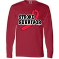 thumbnail image 3 of Inktastic Stroke Survivor with Red Ribbon Long Sleeve T-Shirt, 3 of 5