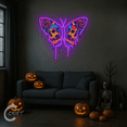thumbnail image 3 of C-CRAFT Halloween Skull Butterfly Neon Sign 30 Inches for Spooky House Wall Art Decoration, Unique Gift Idea for Friend, 3 of 4