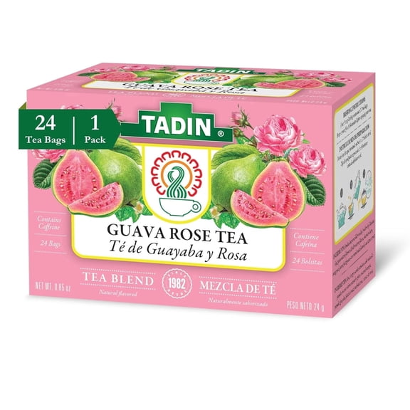 Tadin Guava Rose Tea, Contains Caffeine, Best Hot or Iced, 24 Tea Bags Per Box, Pack of 1
