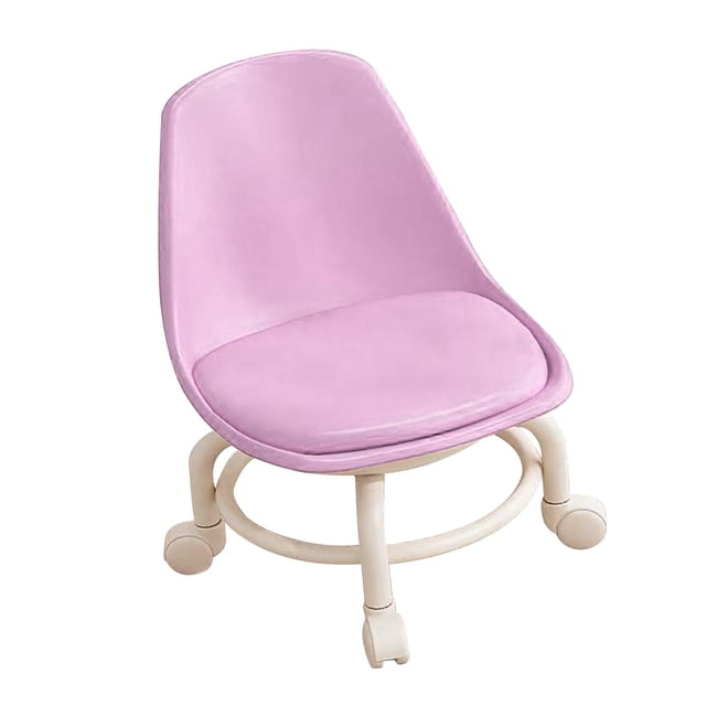 GUOOL Tabouret Roulant Bas avec Dossier Rotation 360 Degrés Petit Tabouret Roulant Confortable Rose