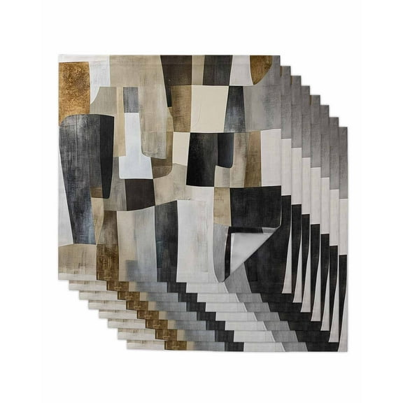 nqOlkjepod Black Brown Boho Cloth Napkins Set of 8 Reusable Dinner Napkins, Abstract Modern Geometric Art Cocktail Napkin Washable Table Napkins for Wedding/Holiday Party/Baby Shower 20"x20"