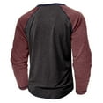 thumbnail image 5 of Ohufall Henley Shirts for Men Fashion Loose Comfy Long Sleeve Button Crew Neck Tops Plus Size Mens Color Blocking Casual T-Shirts, 5 of 8