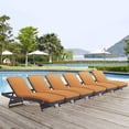 thumbnail image 1 of Modway de 6 Chaise Longue de Mobilier de Patio Extérieur en Osier, Orange, 1 of 5