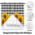 thumbnail image 3 of Farmhouse Sunflowers Swag Curtain Valance for Windows, Pastoral Rustic Floral Black Buffalo Plaid Window Treatments Short Swag Topper for Kitchen Windows Bathroom Bedroom, 36"x63", 3 of 8