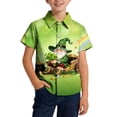 thumbnail image 2 of Blusa y camisa de manga corta con cuello vuelto, moderna e informal, con estampado del Día de San Patricio, con bolsillo, para uniforme escolar, para niños y niñas de 2 a 15 años., 2 of 7
