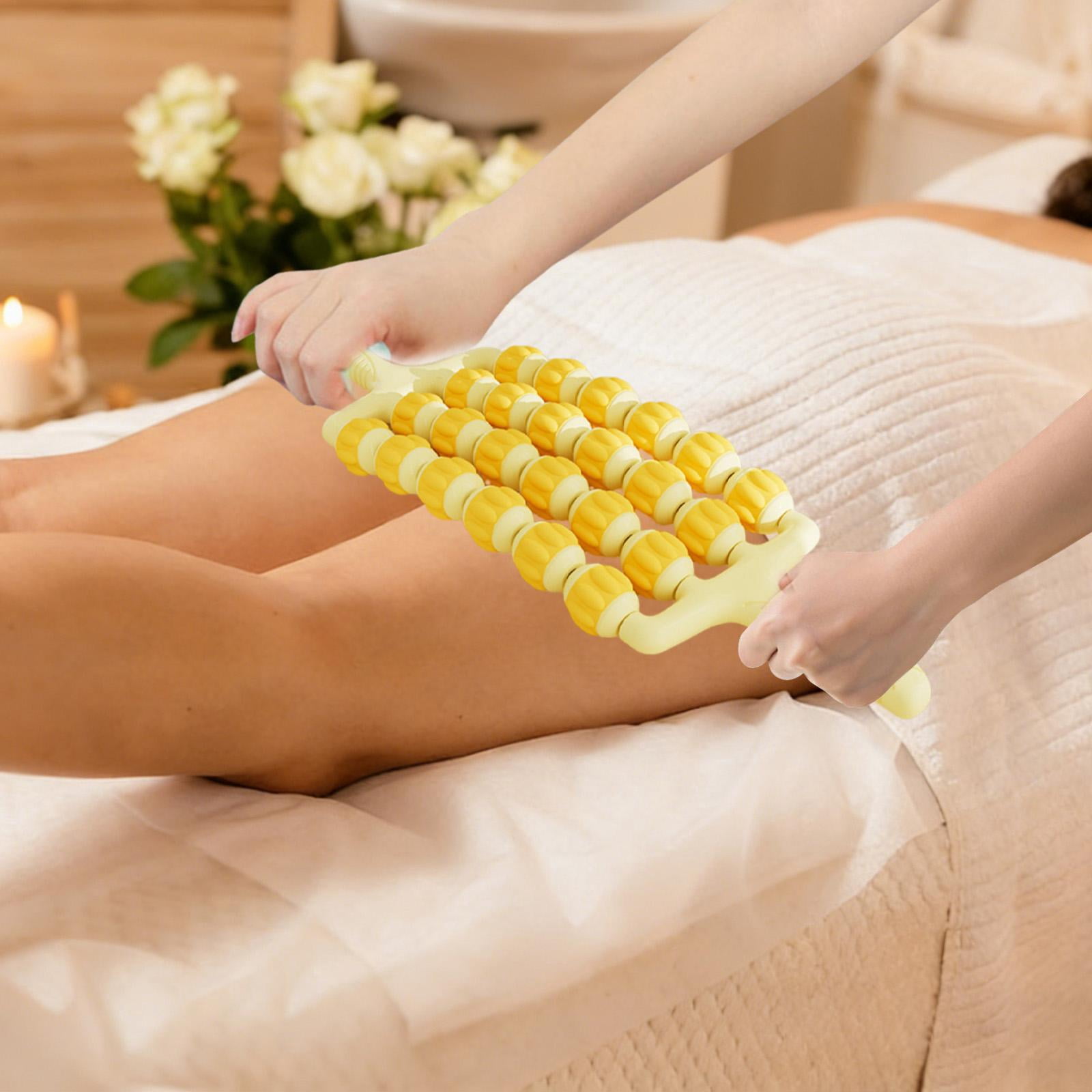 Baoblaze Massage Roller Rod Sensory Integration Training Device Deep Tissue Calf Rolling Yellow 4 Row