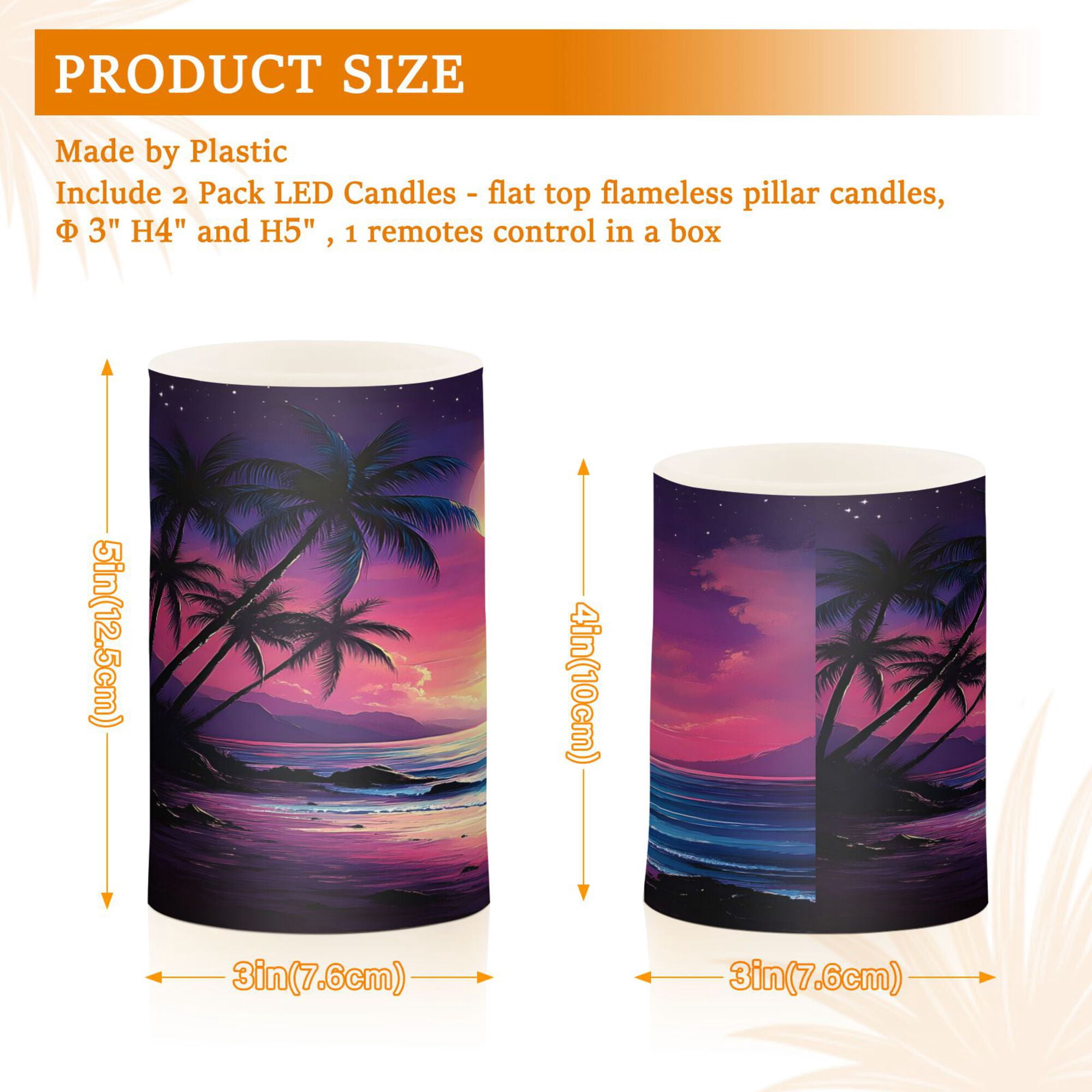 Yayeee Flameless Candles with Remote Flickering Battery Operated Multi Color Changing, Dreamy Palm Tree