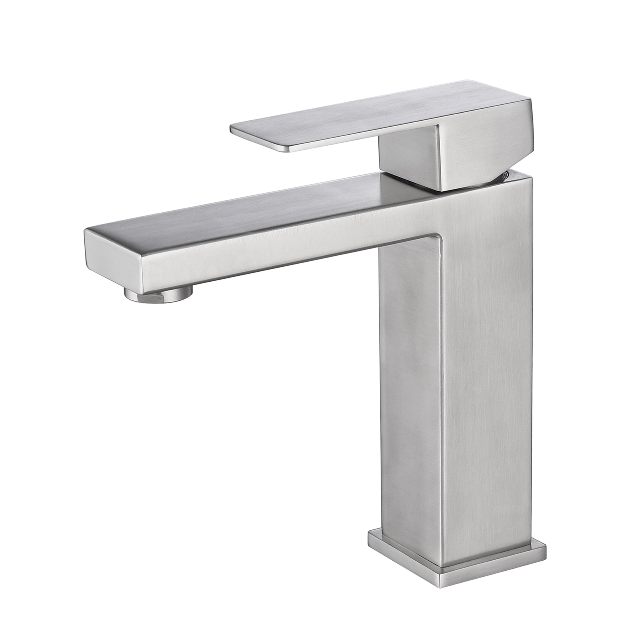 JERFIT Modern Single Handle Waterfall Bathroom Sink Faucet with Ceramic Cartridge, Brushed Nickel Finish, 1-Hole Deck Mount Vanity Tap