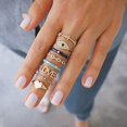 thumbnail image 1 of Conjunto de anillos de dedo de flor de rosa Bohemia para mujer, anillo de cadena de nudillos geométricos de cristal, joyería de moda femenina, 1 of 4