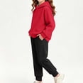 thumbnail image 3 of Girls Sweatsuits 2 Piece Fall Winter Cotton Fleece Warm Outfits 1-15Y Pullover Hoodie and Jogger Pants Set (5-6 Years, Red&Black), 3 of 7