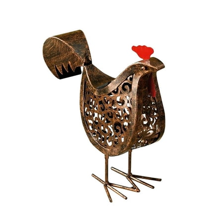 

MENRKOO Home Decorations Solar Metal Chicken Garden Courtyard Raise And Lower Head Chicken Sculpture Lamp As Shown