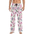 thumbnail image 2 of FREEAMG Roses Hummingbird Pajama Pants for Men, Men's Separate Bottoms, Pure Cotton Comfortable Lounge Pants for Men（595）, 2 of 7