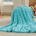 thumbnail image 4 of Home Soft Things Derby Double Sided Faux Fur Throw Blanket Solid Color Fuzzy Super Soft Cozy Plush Throw - Sky Blue - 50" x 60", 4 of 9