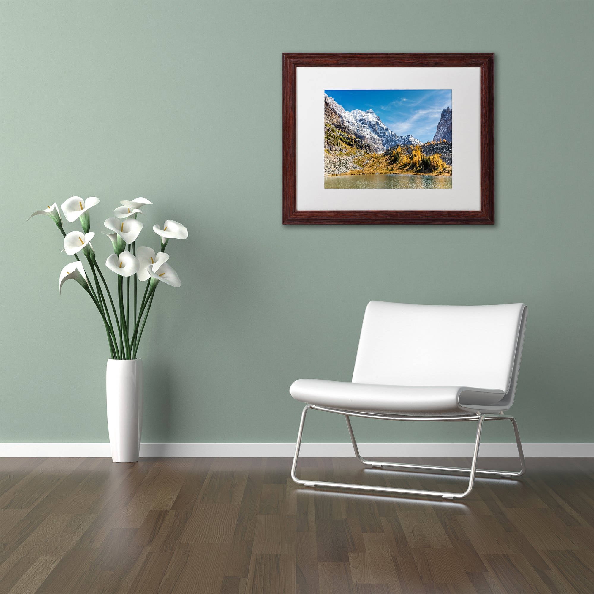 Trademark Fine Art 'Opabin Plateau Autumn' Canvas Art by Pierre Leclerc, White Matte, Wood Frame