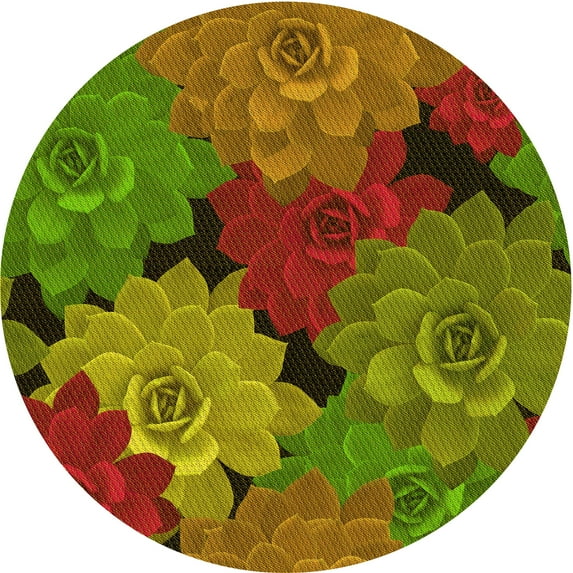 Ahgly Company Machine Washable Indoor Round Transitional Tomato Red Area Rugs, 4' Round