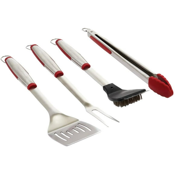 Four Piece Stainless Steel Soft Grip Barbecue Tool Set