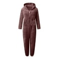 thumbnail image 6 of Ltctricy Hoodies Jumpsuits for Women Fleece Warm Long Sleeve Rompers Fuzzy Soft Loungewear Sleepwear with Pockets, 6 of 7