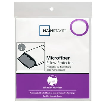 Mainstays Microfiber Zippered Pillow Protector, Standard/Queen