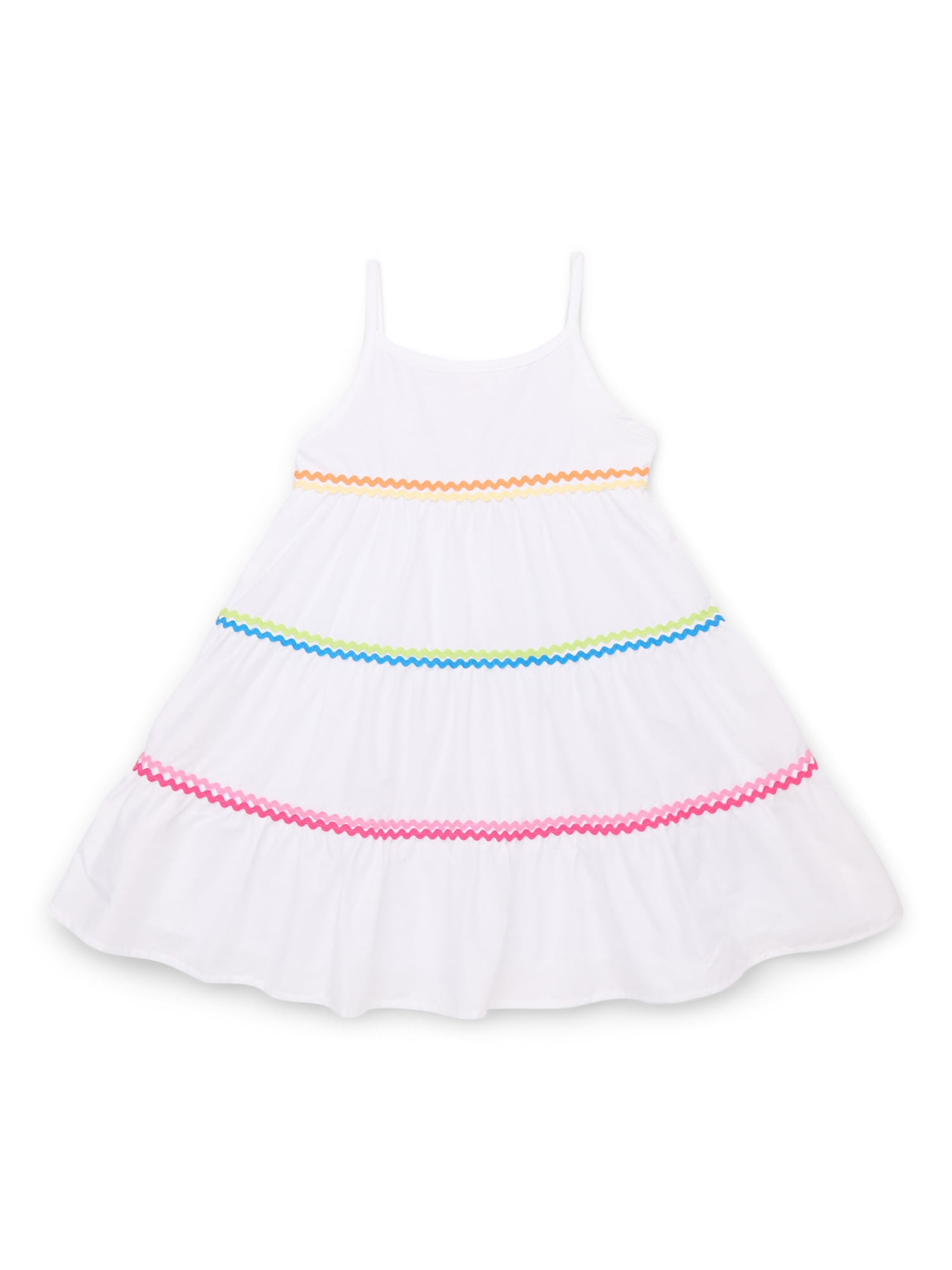 Wonder Nation Toddler Girls Cotton Sleeveless Dress with Ric Rac Trim, Sizes 12M-5T