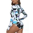 thumbnail image 6 of RELLECIGA Women's Rash Guard Long Sleeve UV Protection Women Tummy Control Zipper One Piece Swimsuit Sexy Monokini Floral Bathing Suits Size S, 6 of 9