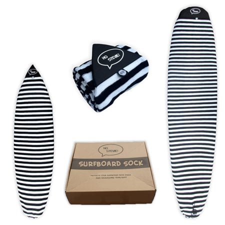Ho Stevie! Surfboard Sock Cover - Light Protective Bag for your Surf Board (Black/White 8'0"")