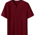 thumbnail image 2 of Hearthz Mens Henley Shirts 3 Button Mens Short Sleeves Shirts Basic Breathable Moisture Wicking Men's Athletic Shirts & Tees Wine S, 2 of 7