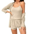thumbnail image 2 of Kelon Ensembles de Pyjama pour Femmes Liquidation Pyjamas en Dentelle pour Femmes Ensemble de 3 Pcs Tenue d'Intérieur Pyjama avec Peignoirs Ensemble Robe de Chambre Courte Ensemble de Maison Courte Décontracté Ensemble de Combine, 2 of 5