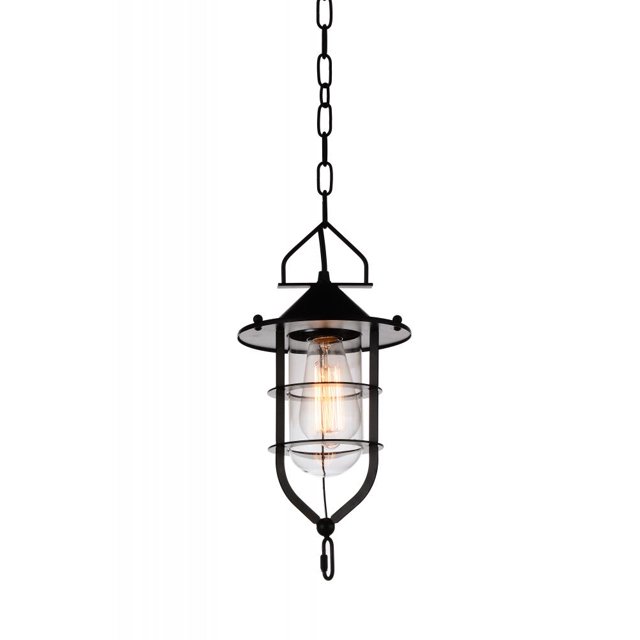 1 Lumière vers le Bas Mini Pendentif avec Finition Noire