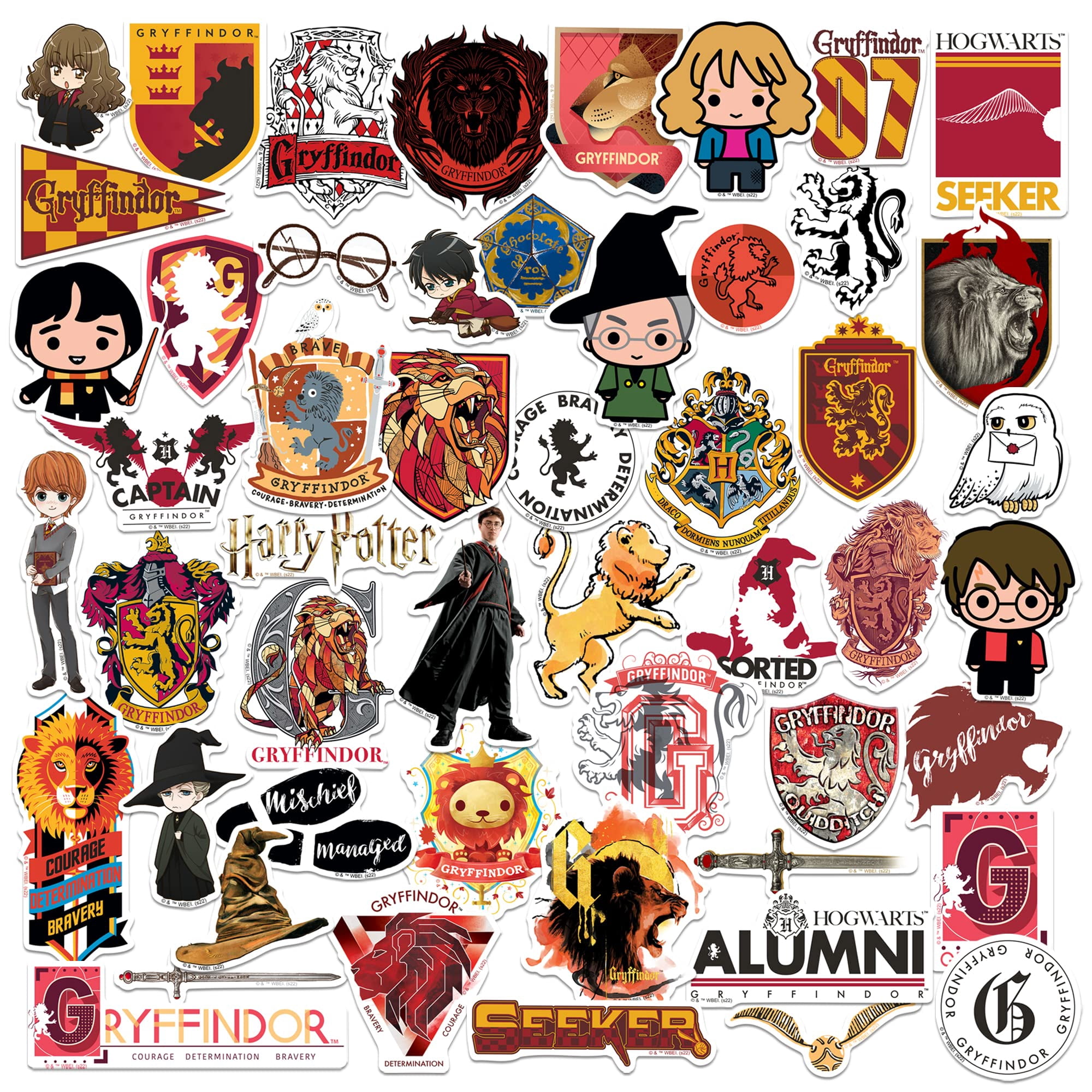 Harry Potter All Houses Theme Bundle 200ct Vinyl Decals  Gryffindor, Slytherin, Ravenclaw & Hufflepuff Designs for Laptop, Water Bottle, Scrapbooking, Tablet, Indoor & Outdoor