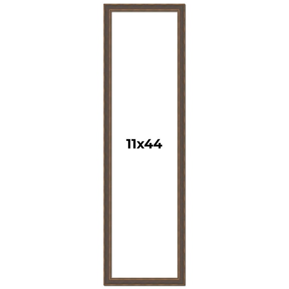 11x44 Frame Golden Caramel Solid Wood Bronze Picture Frame | 1.25 Inch Moulding Width | 0.5 Inch