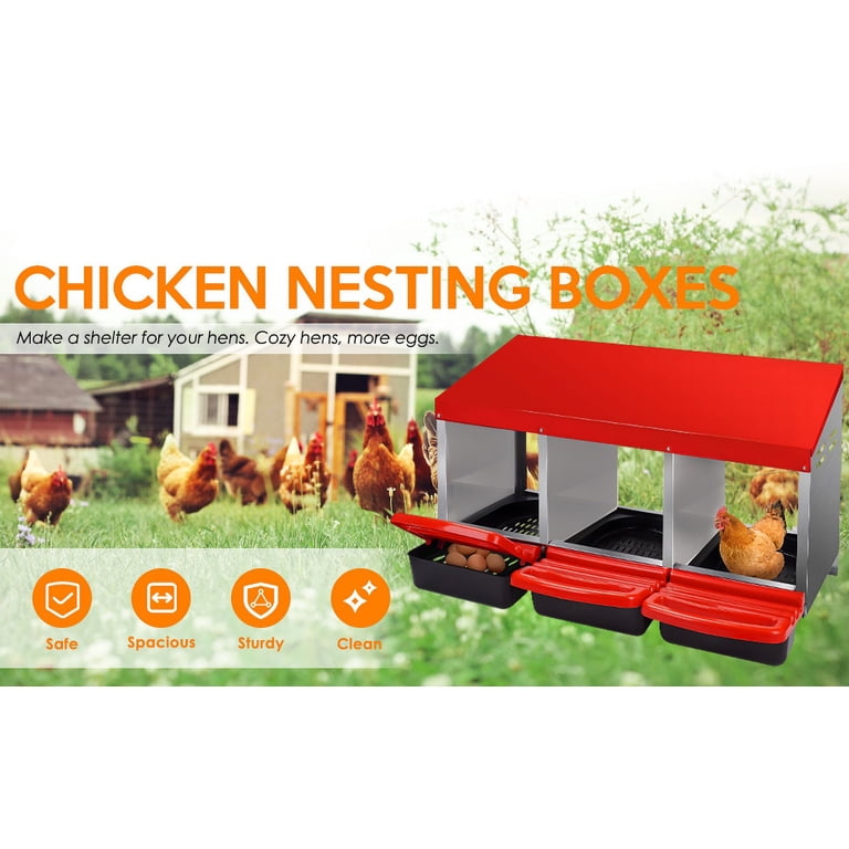 Waltyotur Metal Chicken Nesting Box | 3/4/6/8 Holes Red & Green Egg Laying Box For Coop