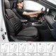 thumbnail image 2 of Juego de fundas de asiento de coche CAROMOP 3D de esponja gruesa en la parte delantera, color negro, 2 of 9