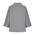 thumbnail image 4 of Loose Fit Women's 3/4 Sleeve Tops Collared V-Neck Solid Blouses Soft Breathable Clothes Perfect Shirts for Daily Office and Home Wear, 4 of 5