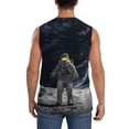 thumbnail image 4 of Lsque Astronaut Standing In The Moon Print Men's Cotton Blend Sleeveless Muscle Shirts (S-3XL)- Moisture Wicking, Odor Protection, UPF 30+,Large, 4 of 8