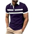 thumbnail image 2 of HOMADLES Mens polo Shirt Elasstic Stripe Soft polo Shirt Purple 3XL, 2 of 3