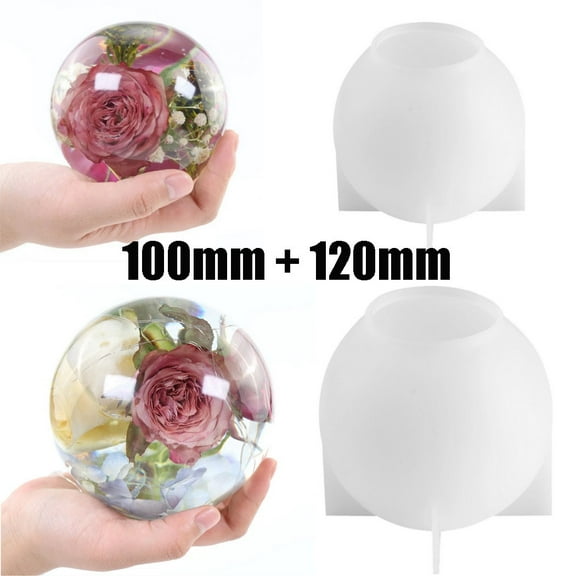 Bangcool Sphere Resin Molds, 2 Pcs Ball Shape Silicone Molds, One-Piece 3D Seamless Globe Epoxy Resin Molds, Large Sphere Resin Casting Mould for DIY Crafts, Flower Floral Keepsakes, Home Decor