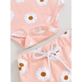 thumbnail image 6 of Bagilaanoe 3pcs Newborn Baby Girl Shorts Set Fly Sleeve Daisy Print T Shirt Tops + Shorts + Headband 3M 6M 12M 18M Infant Casual Summer Clothes, 6 of 8